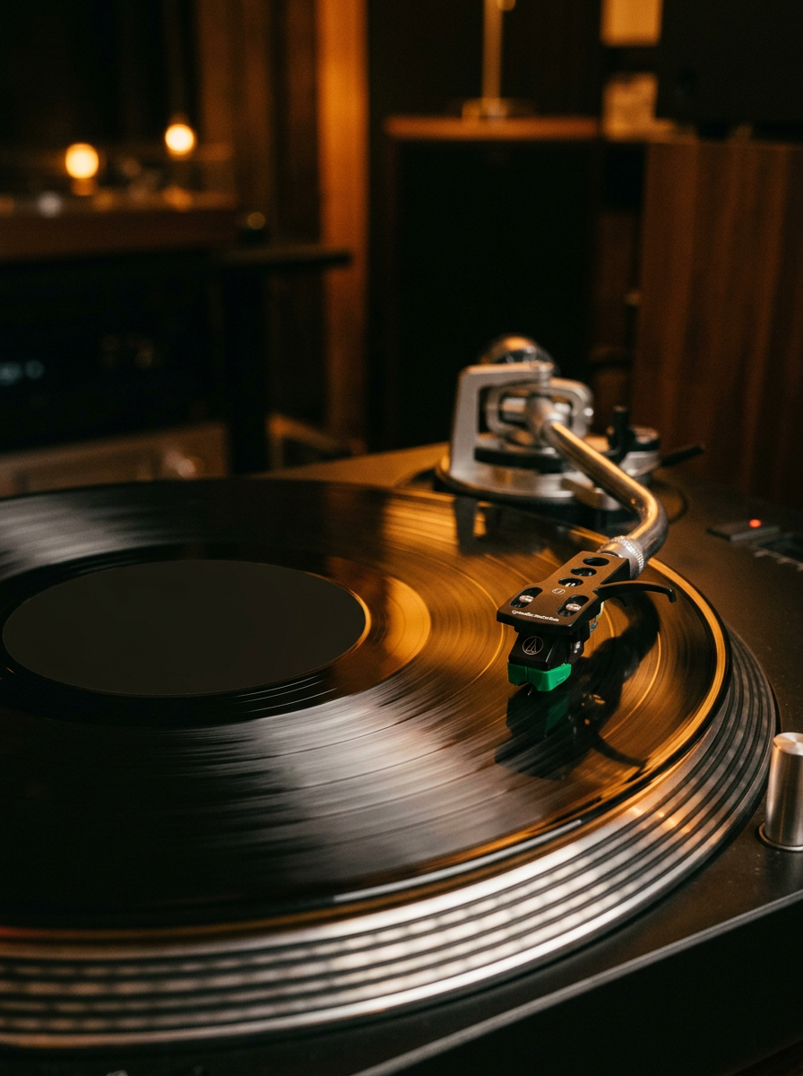 Generated photograph of a vinyl record on a turntable
